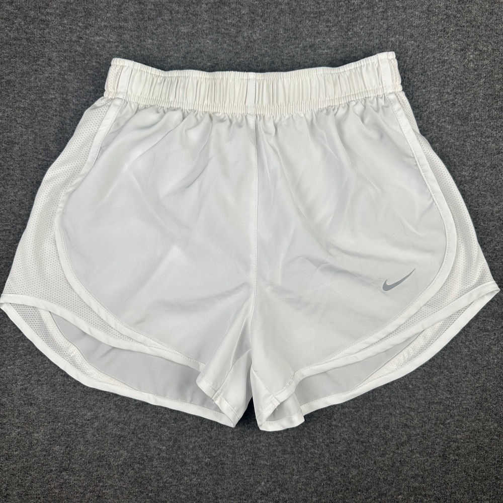 Nike Dri-FIT Women White Running Shorts Mesh Panels XS Athletic Training